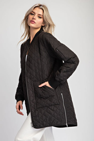 Textured Zip Up Tunic Jacket