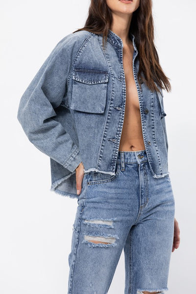 Oversized Denim Crop Jacket