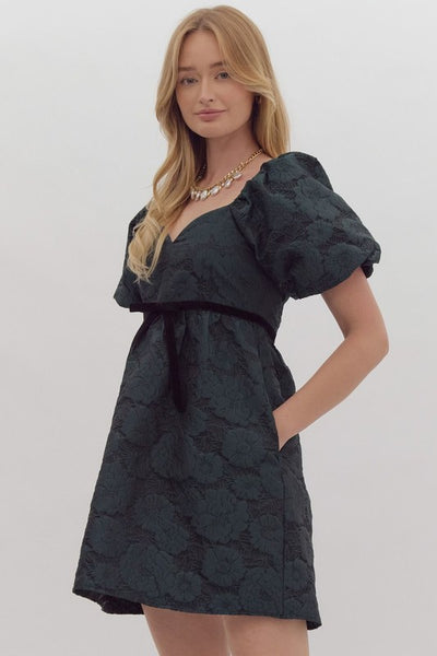 Floral Embossed Sweetheart Mini Dress