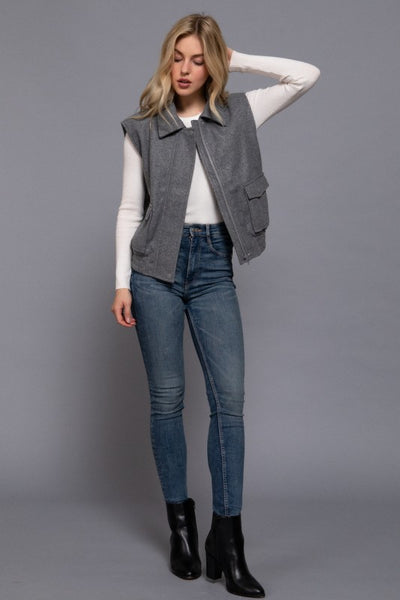 Notched Collar Soft Felt Vest