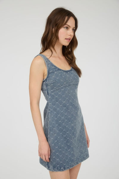 Bow Sleeveless Denim Mini Dress