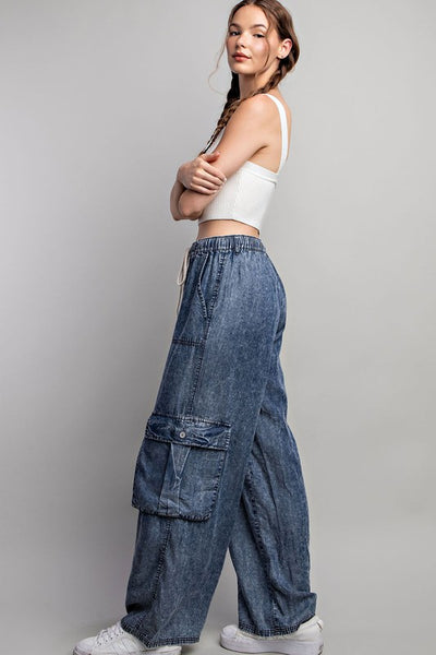 Cargo Denim Wide Pants