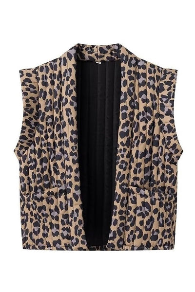 Leopard Print Quilted Vest