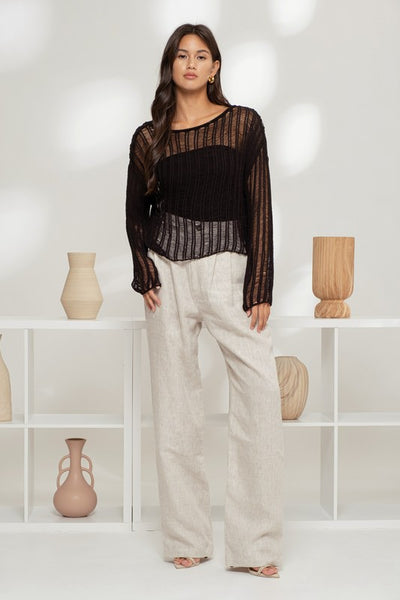Sheer Crochet Pullover Sweater