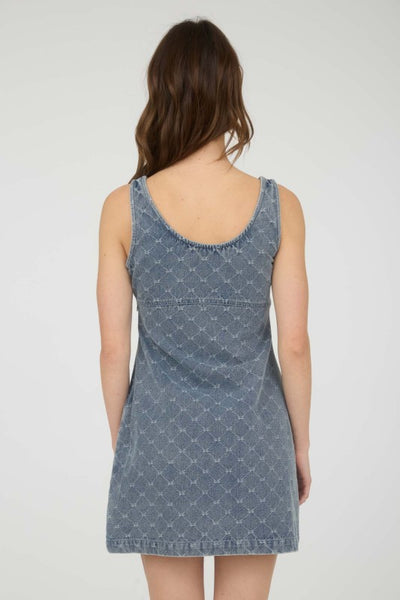 Bow Sleeveless Denim Mini Dress