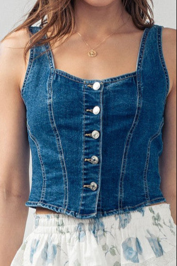Denim Cropped Vest