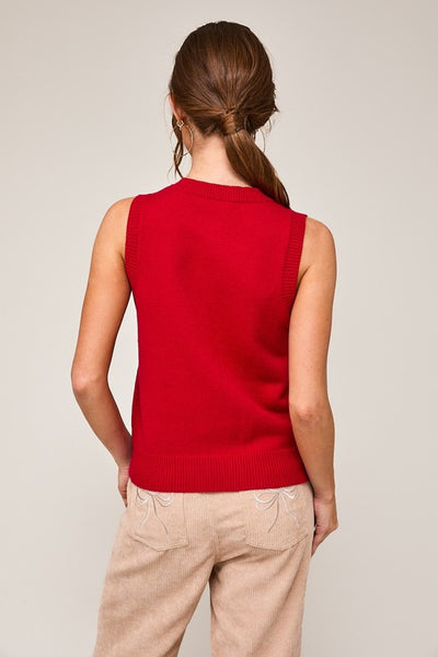 Sleeveless Button Front Sweater Top