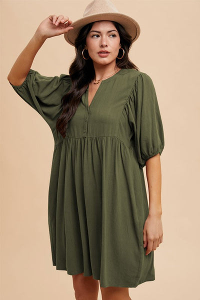 Dolman Sleeve Babydoll Mini Dress