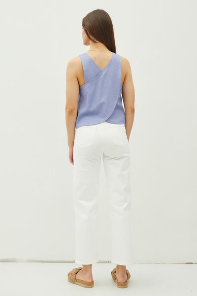 Square Neck Cross Back Relaxed Crop Top