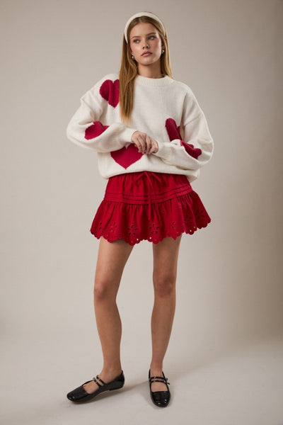 Red White Crew Neck Sweater