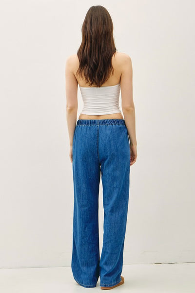 Denim Look Wide Leg Pants