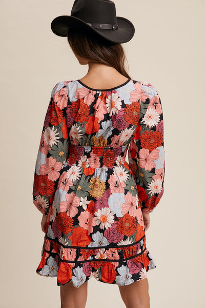 Floral Print Contrast Dress