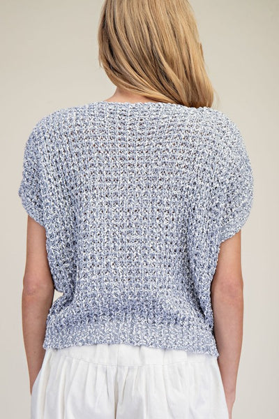Crochet Short Sleeve Sweater Top