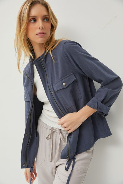 Utility Jacket With Pockets And Metal Snaps