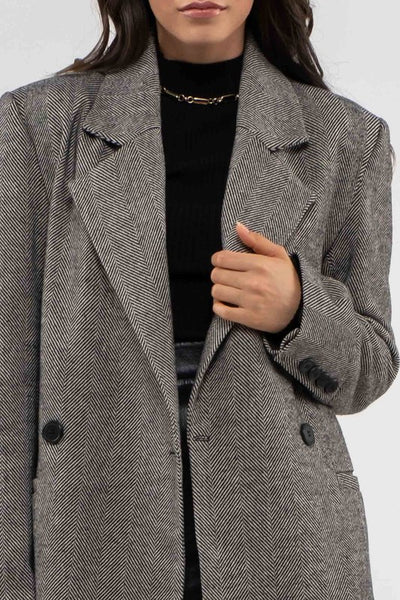 Notch Collar Long Line Blazer