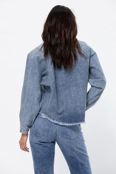 Oversized Denim Crop Jacket