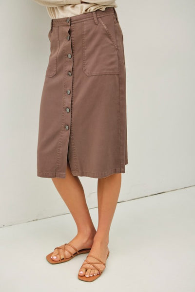 Tencel Blend Button Up Skirt