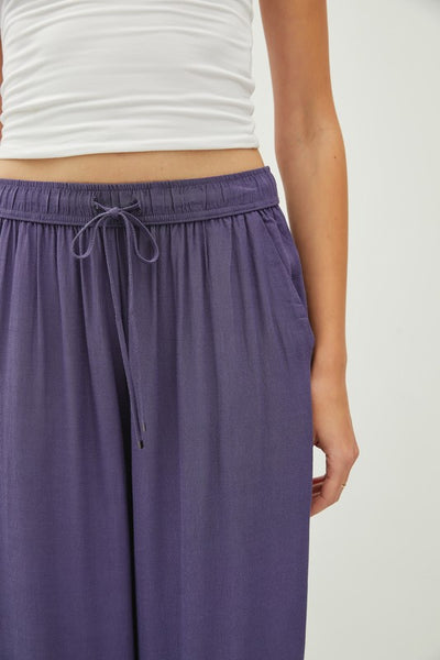 Drawstring Wide Leg Crop Pants