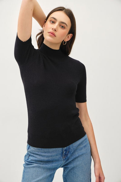 Mock Neck Ribbed Sweater