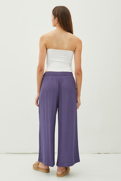 Drawstring Wide Leg Crop Pants