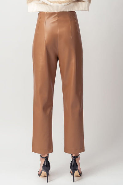 Faux Leather Pleated Ankle Pants