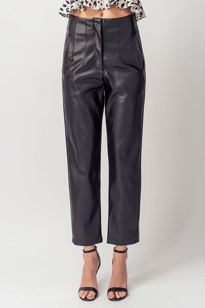 Faux Leather Pleated Ankle Pants