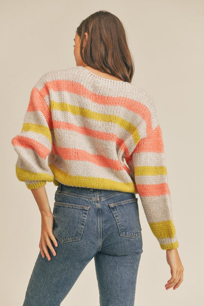 Striped Button Front Cardigan