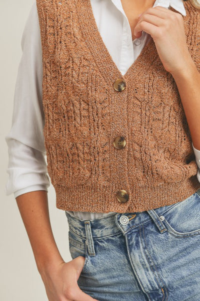 Button Down Knit Sweater Vest