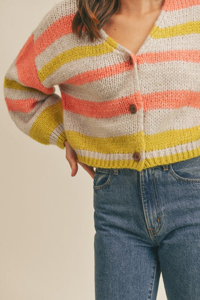 Striped Button Front Cardigan